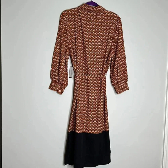 New Alexia Admor Dress 3/4 Sleeve Button Front S Geometric Belted - Picture 9 of 12